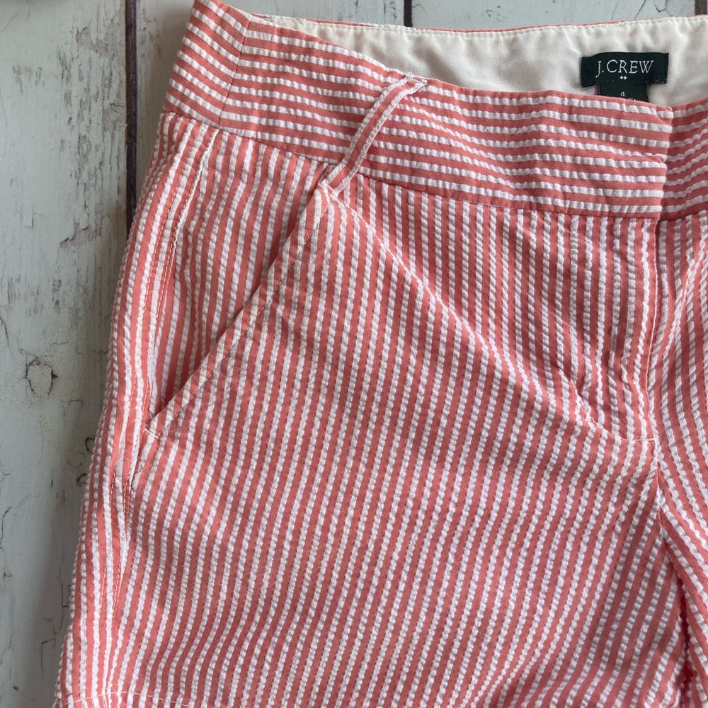 J Crew City Fit Shirts Size 4 Coral & White Striped - Picture 6 of 8